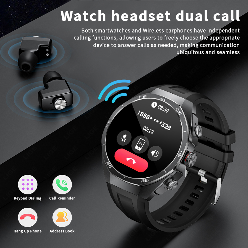 LIGE Smart Watch with Headphon - đánh giá và giá Tws Earbuds Bluetooth 5.3